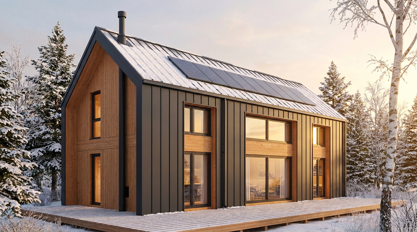 西の巣 外観 — AI render based on BIM specs