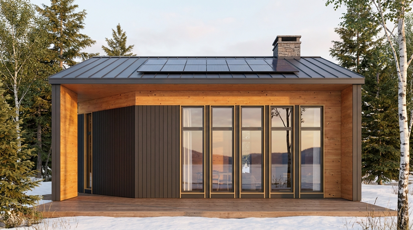 霧の庵 外観 — AI render based on BIM specs