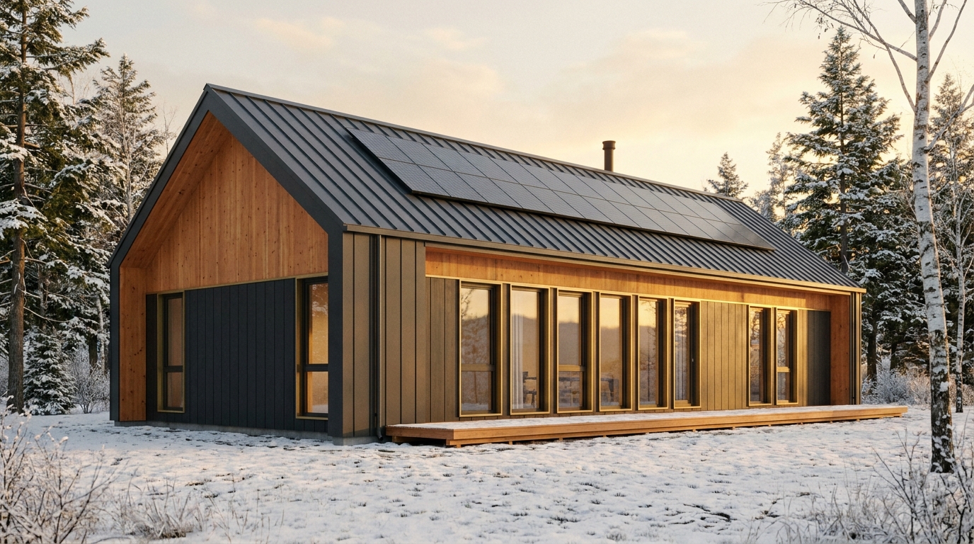 東の庵 外観 — AI render based on BIM specs