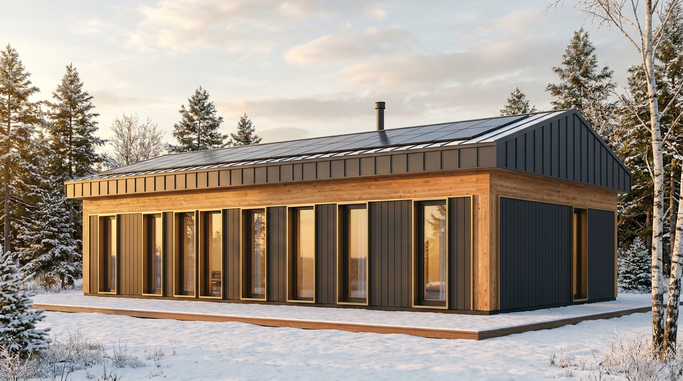 北の砦 外観 — AI render based on BIM specs
