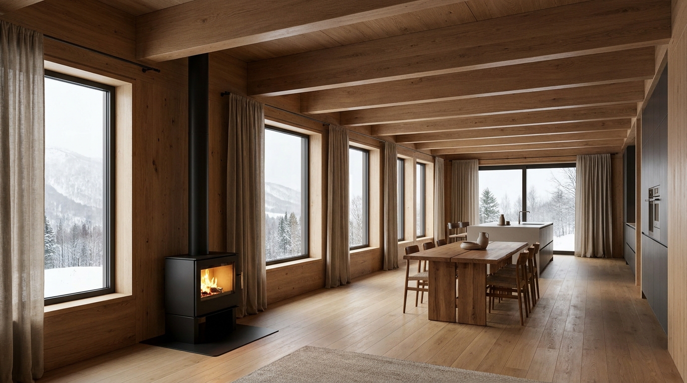 湖の小屋 内観