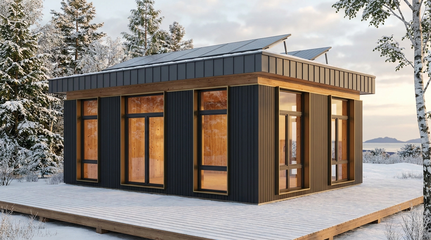 湖の巣 外観 — AI render based on BIM specs
