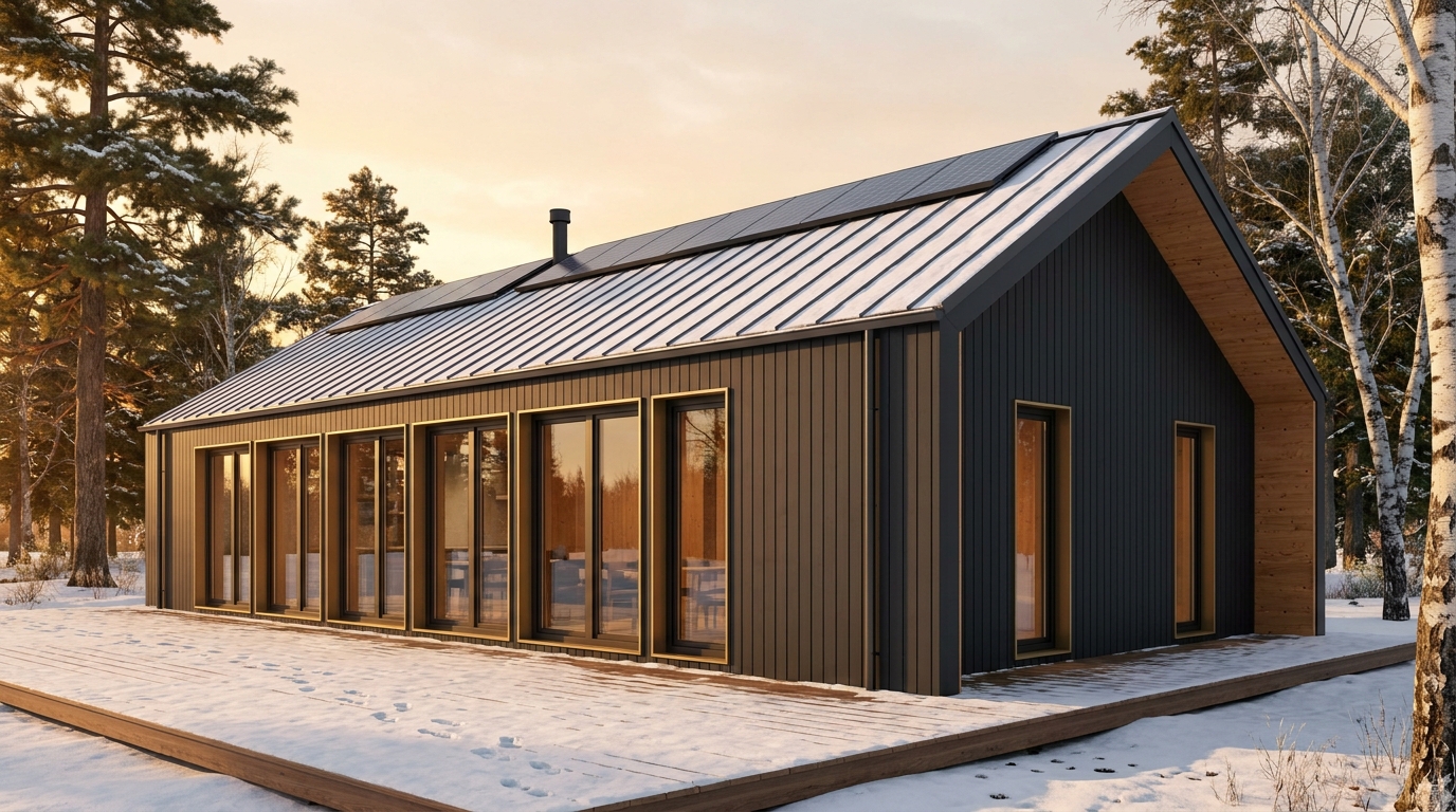 森の蔵 外観 — AI render based on BIM specs