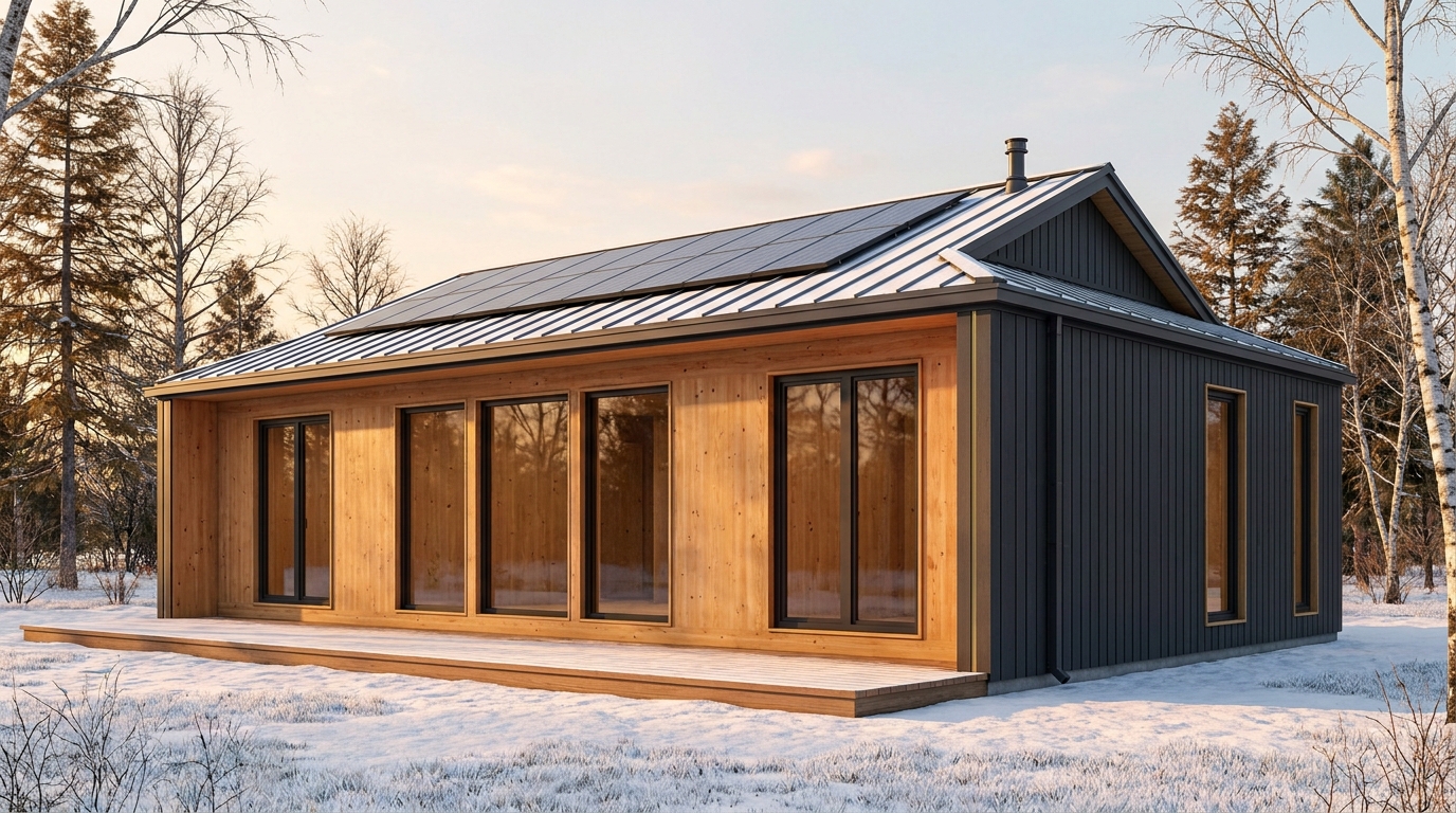 霜の家 外観 — AI render based on BIM specs