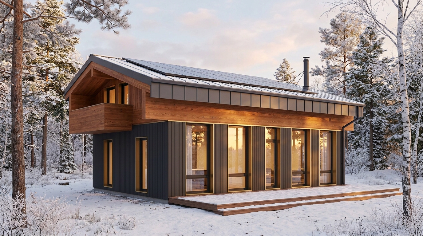 陽の庵 外観 — AI render based on BIM specs