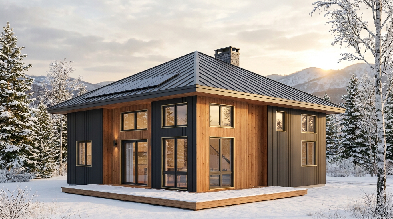 風の巣 外観 — AI render based on BIM specs