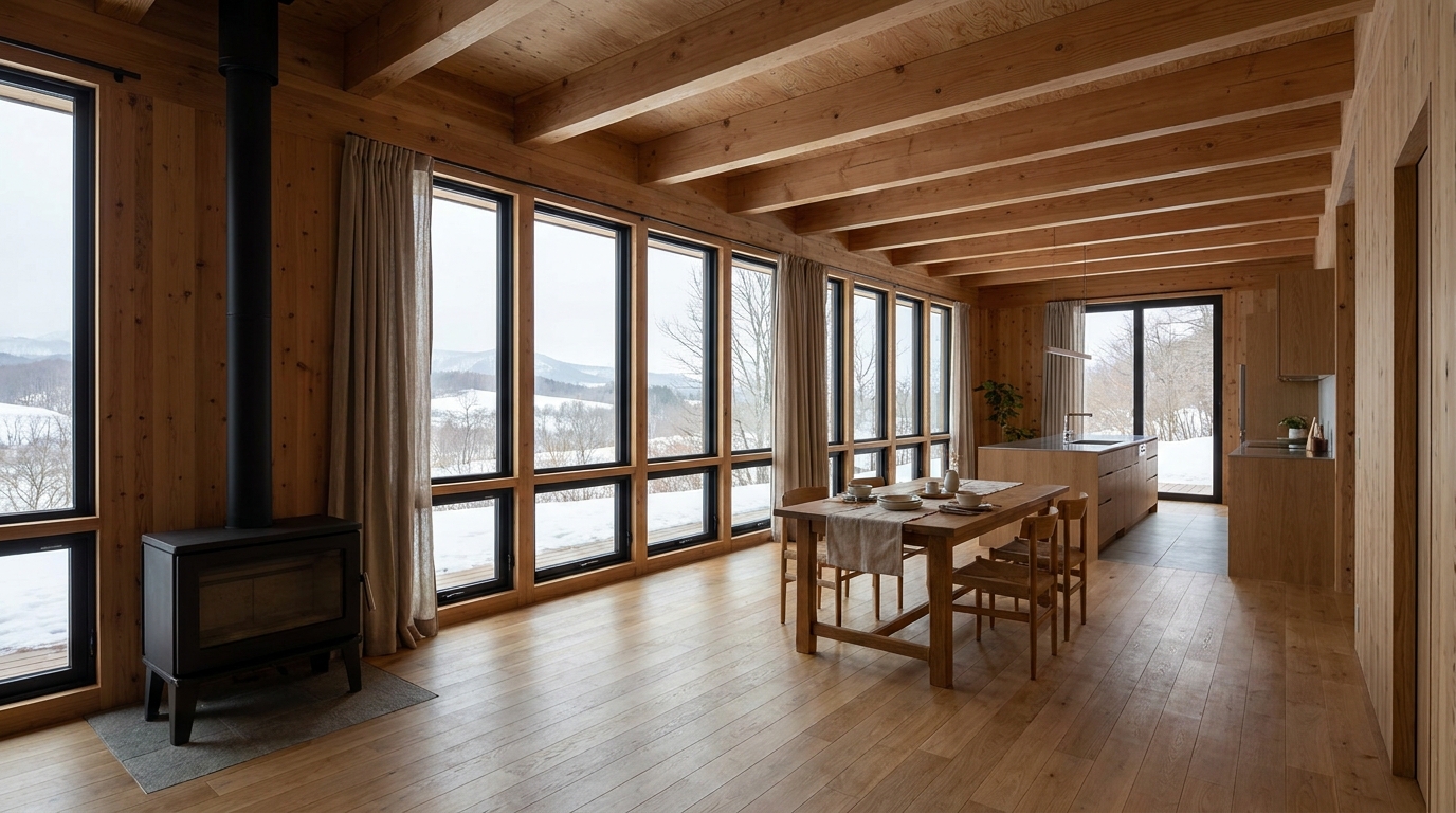 雨の小屋 内観