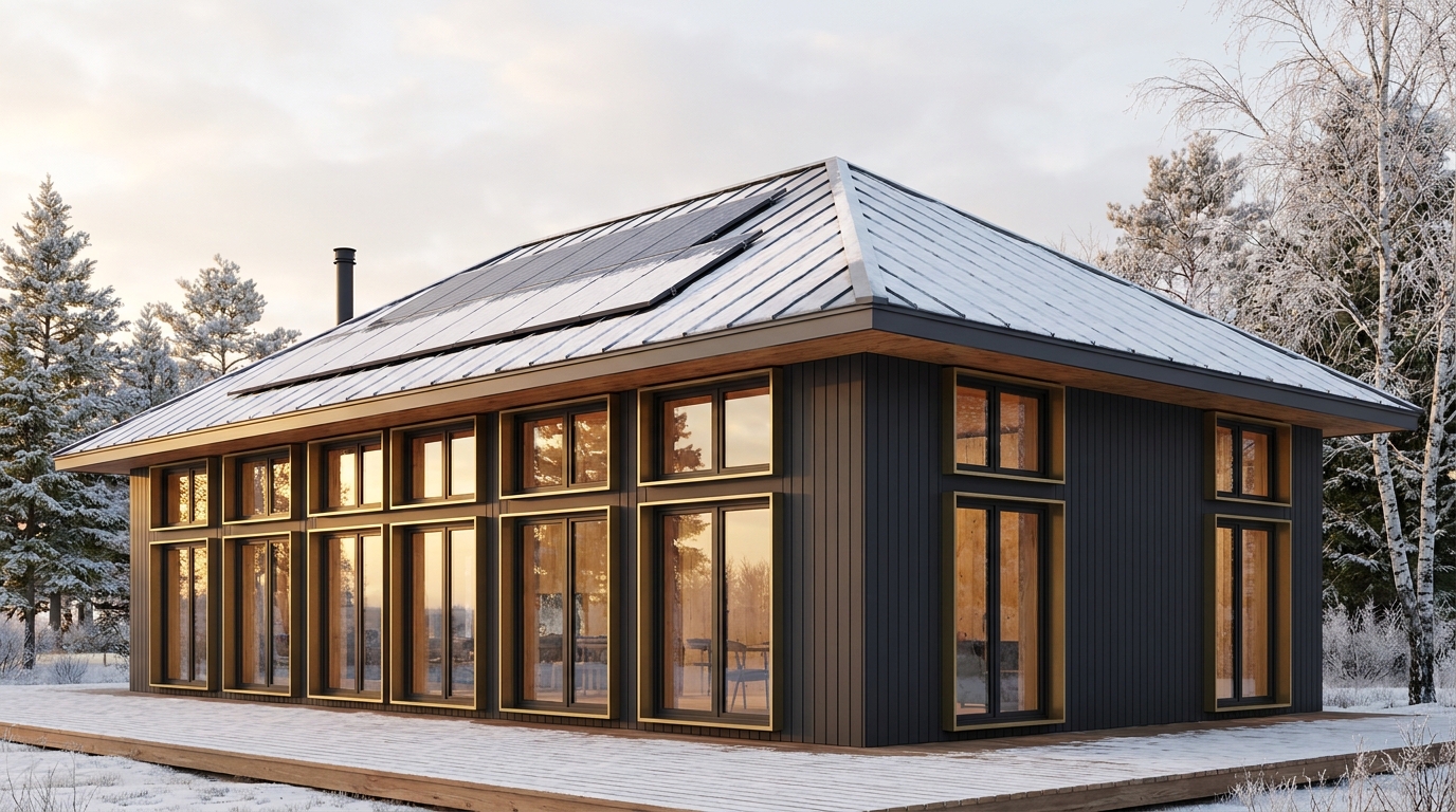 雨の庵 外観 — AI render based on BIM specs