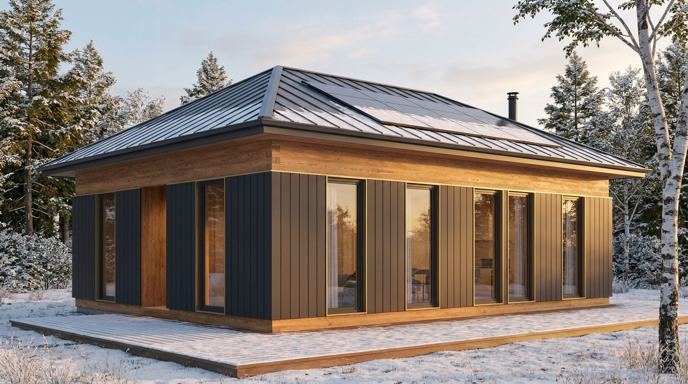 雪の館 外観 — AI render based on BIM specs