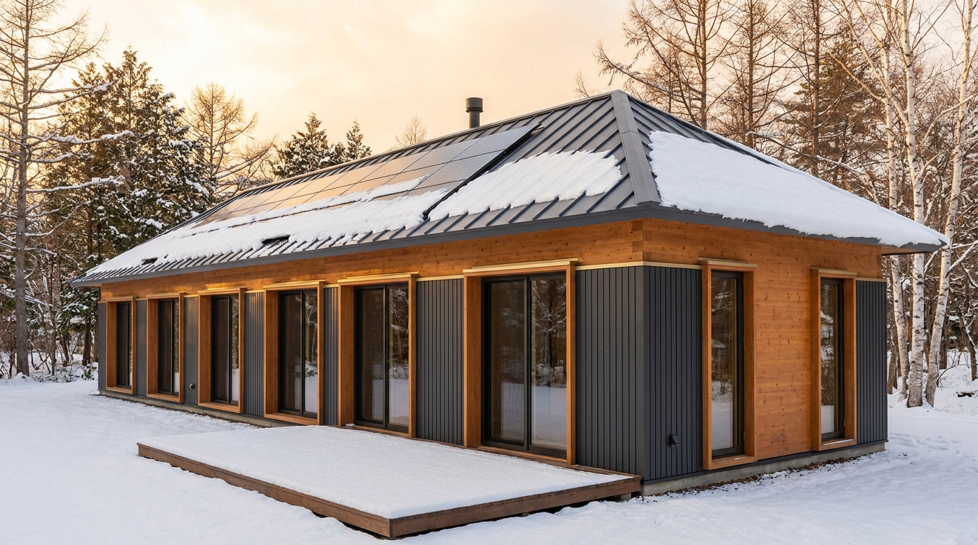 北の蔵 外観 — AI render based on BIM specs