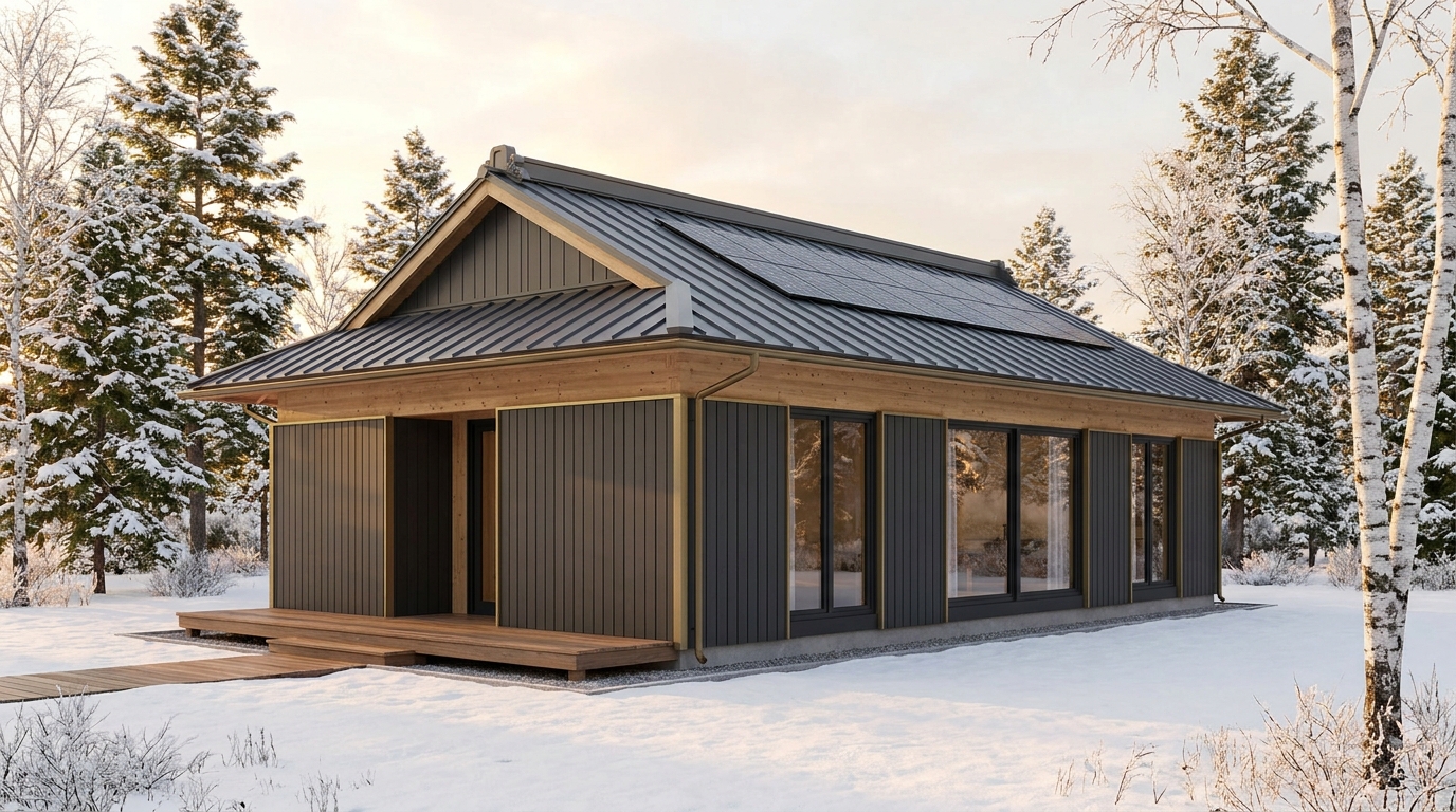 霜の蔵 外観 — AI render based on BIM specs