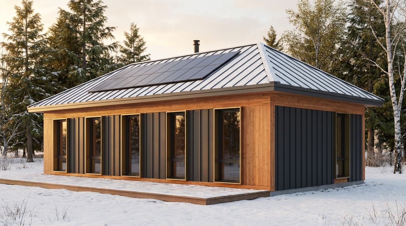 雨の巣 外観 — AI render based on BIM specs