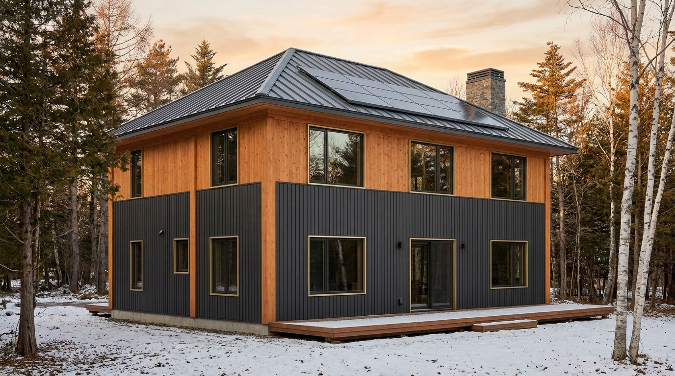 南の小屋 外観 — AI render based on BIM specs