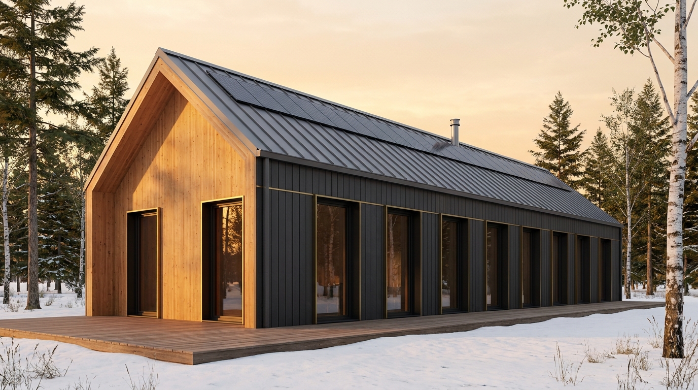 西の巣 外観 — AI render based on BIM specs