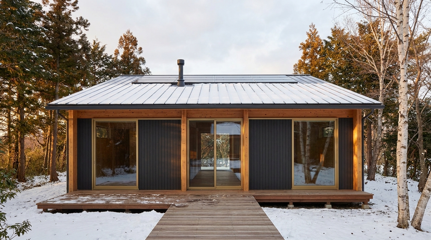 雪の館 外観 — AI render based on BIM specs