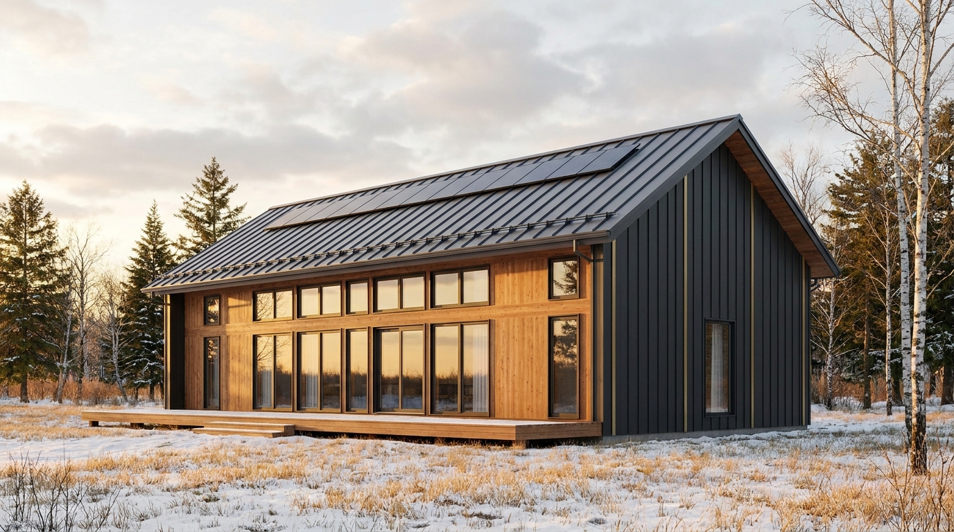 湖の庵 外観 — AI render based on BIM specs