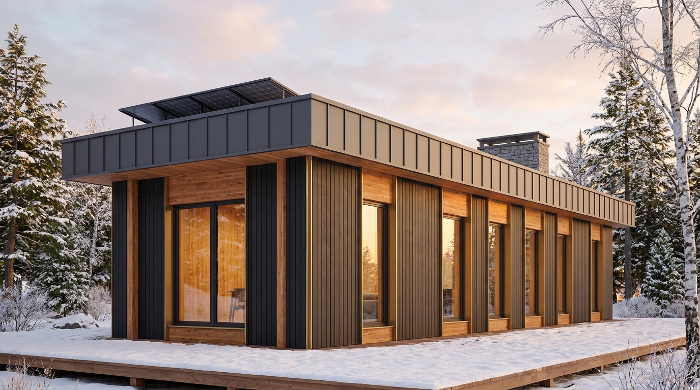 西の巣 外観 — AI render based on BIM specs