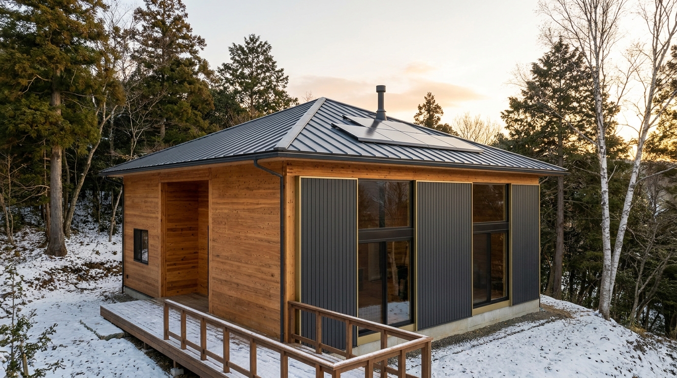 雪の杜 外観 — AI render based on BIM specs