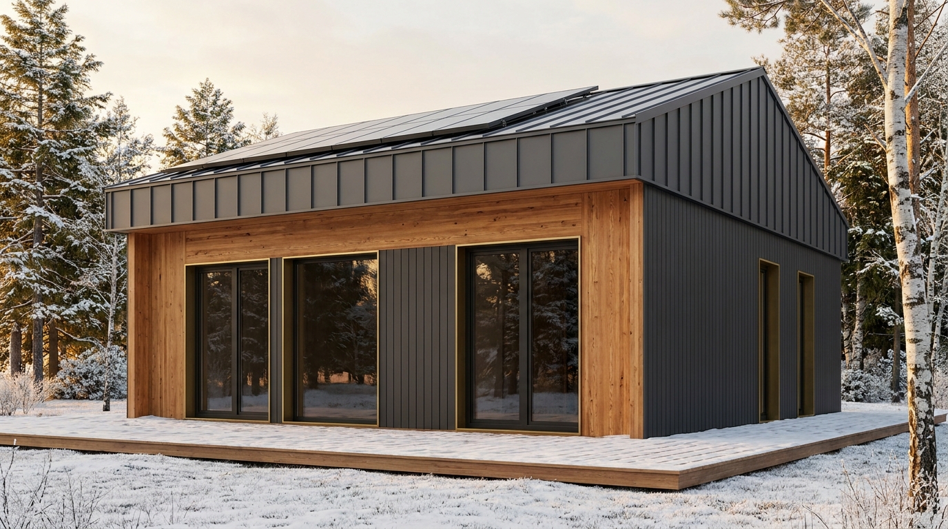 森の蔵 外観 — AI render based on BIM specs