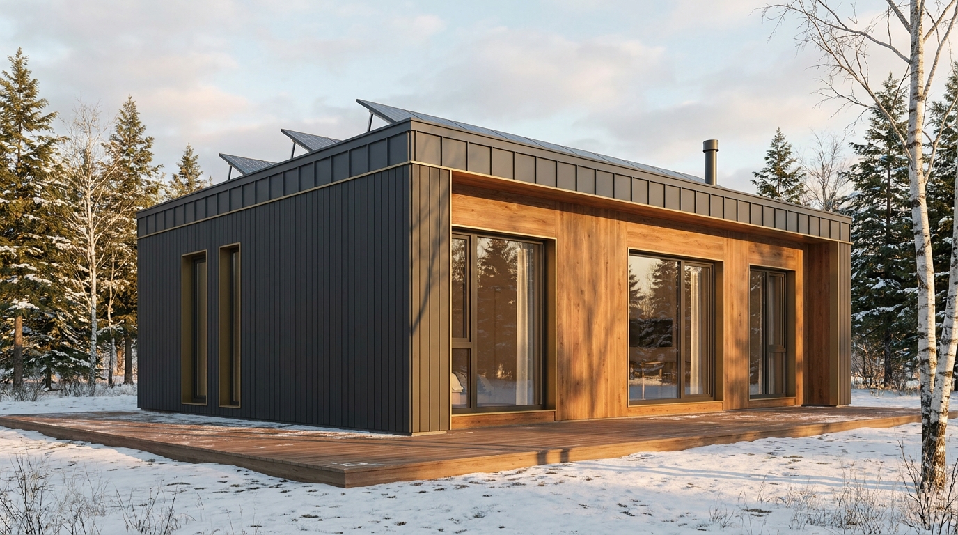 雪の砦 外観 — AI render based on BIM specs