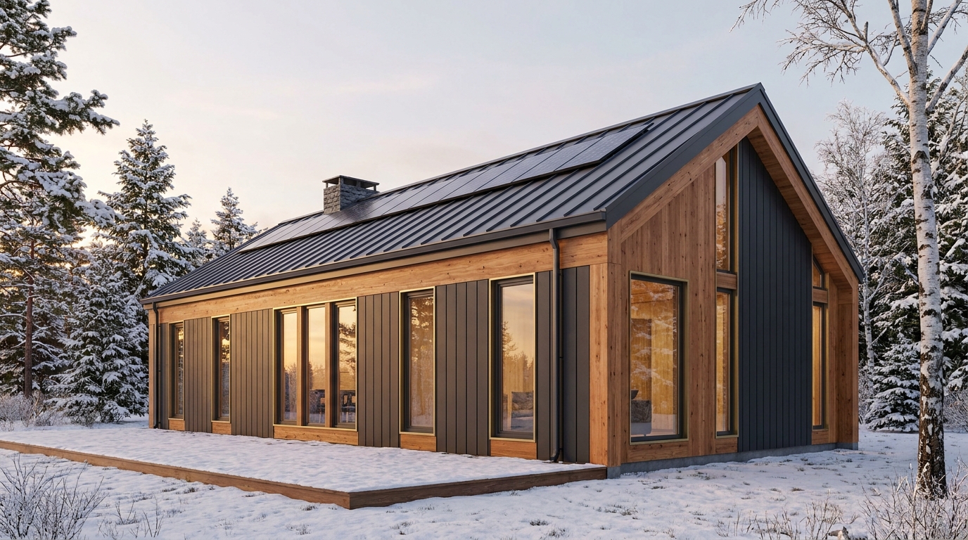 風の小屋 外観 — AI render based on BIM specs
