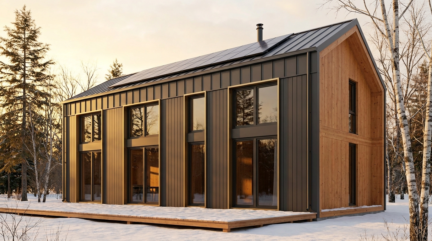 湖の蔵 外観 — AI render based on BIM specs