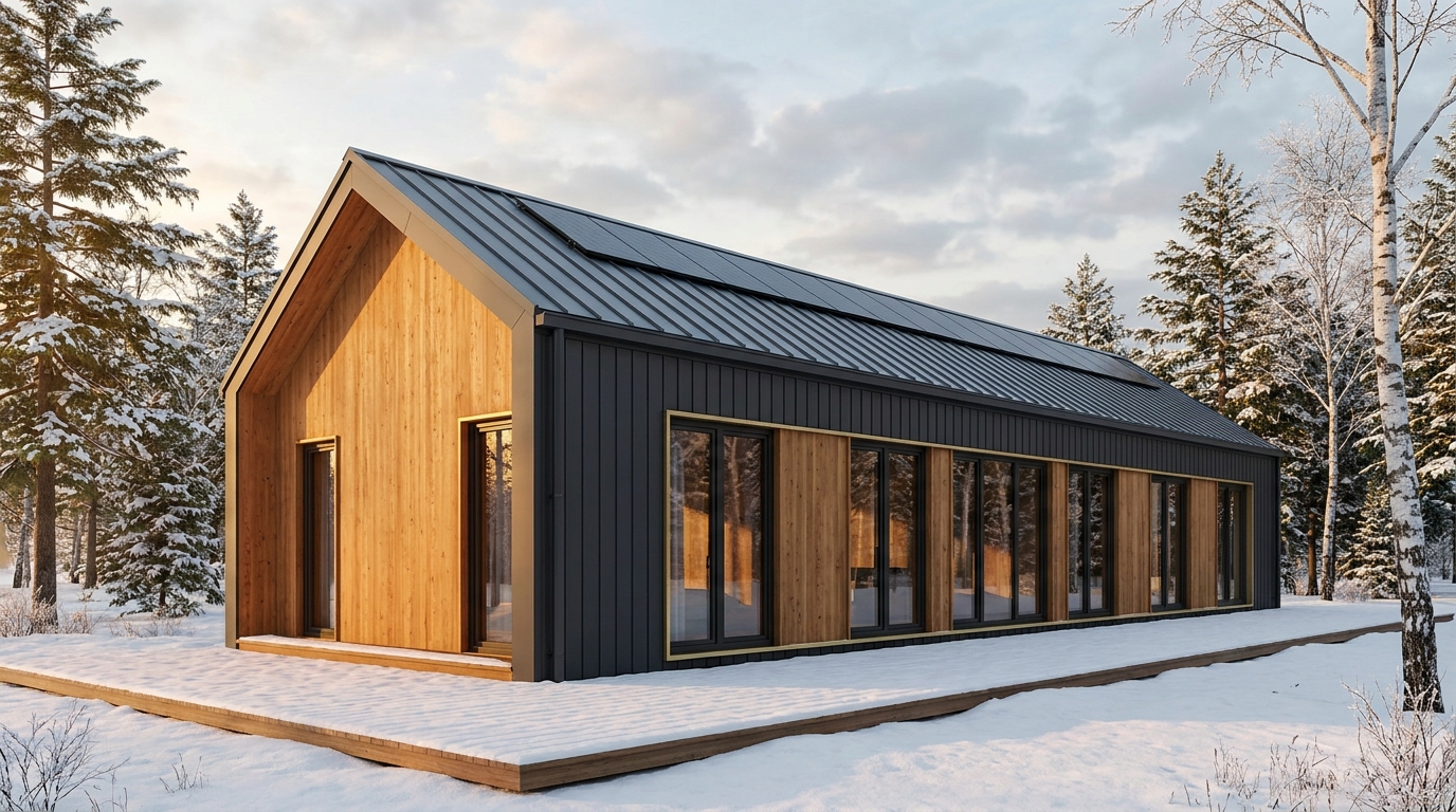 霜の杜 外観 — AI render based on BIM specs