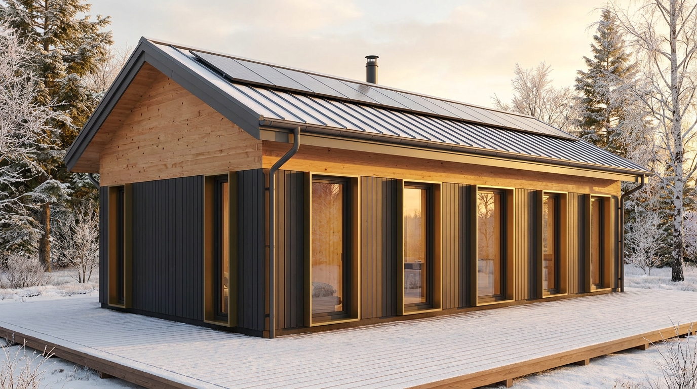 雪の杜 外観 — AI render based on BIM specs