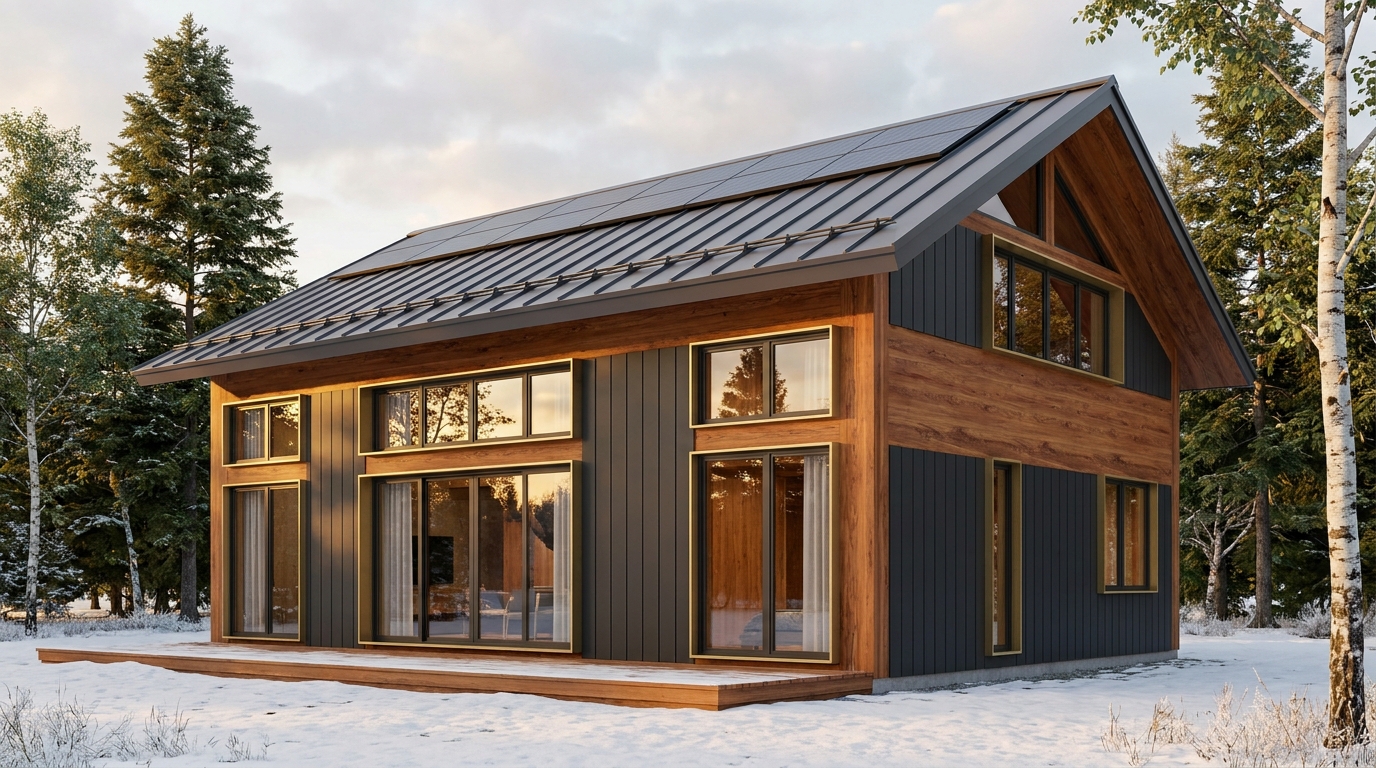 北の小屋 外観 — AI render based on BIM specs