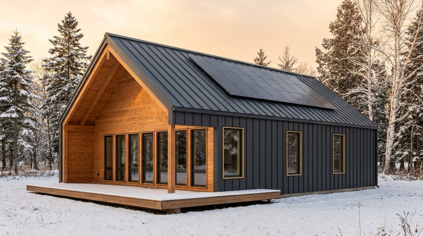 南の小屋 外観 — AI render based on BIM specs