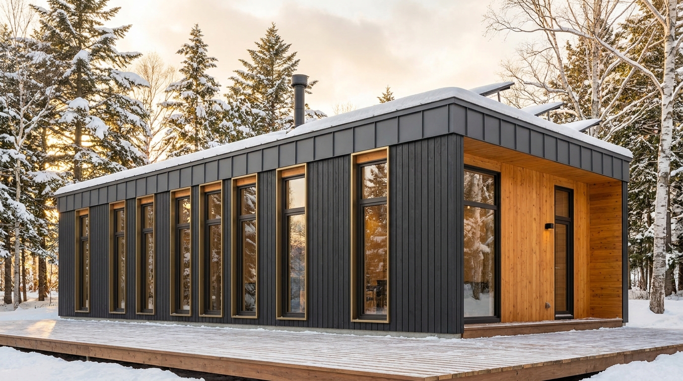 森の小屋 外観 — AI render based on BIM specs
