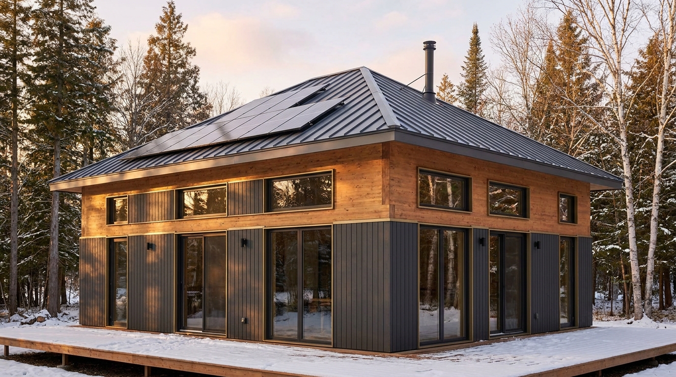 湖の巣 外観 — AI render based on BIM specs