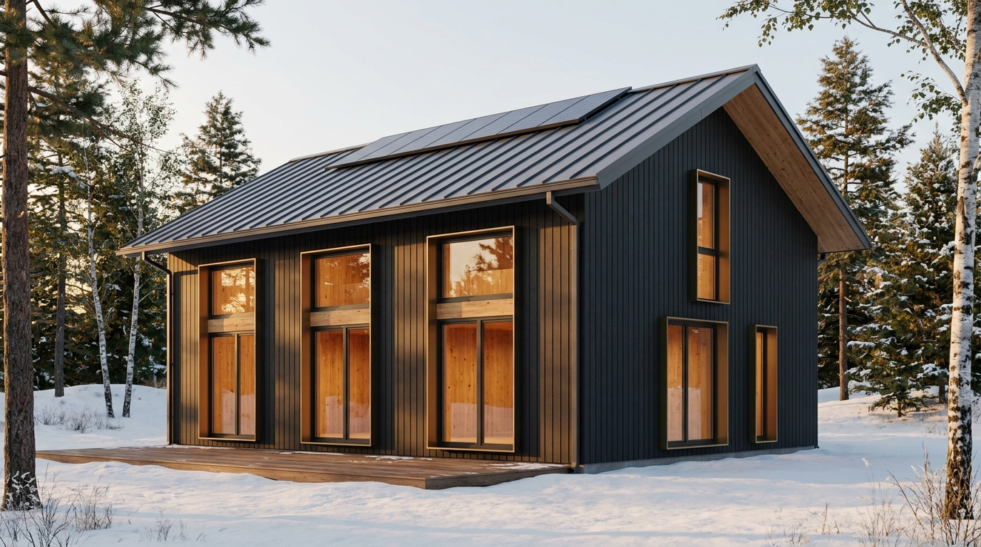 南の庵 外観 — AI render based on BIM specs