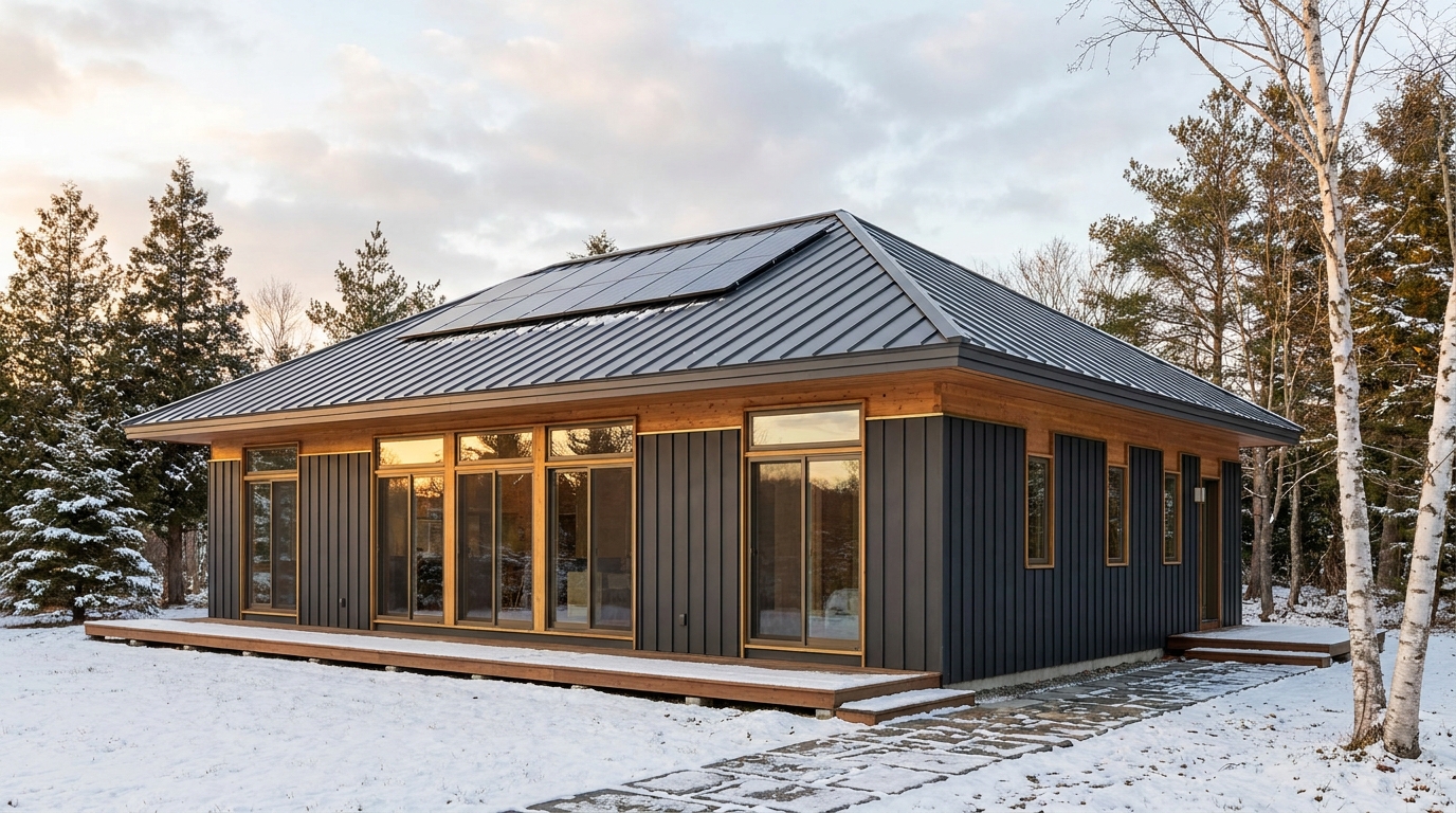 雪の館 外観 — AI render based on BIM specs