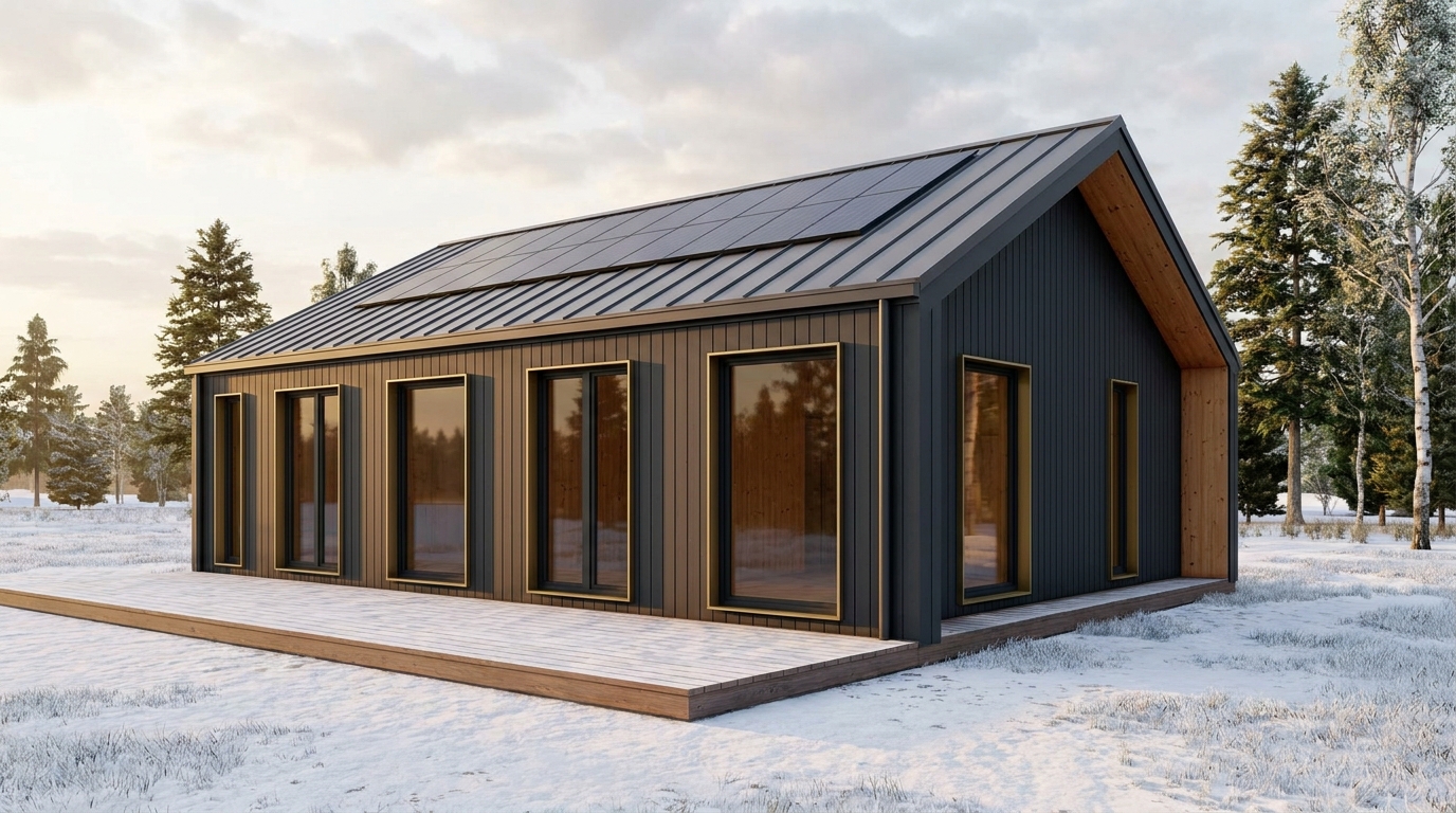 陽の庵 外観 — AI render based on BIM specs