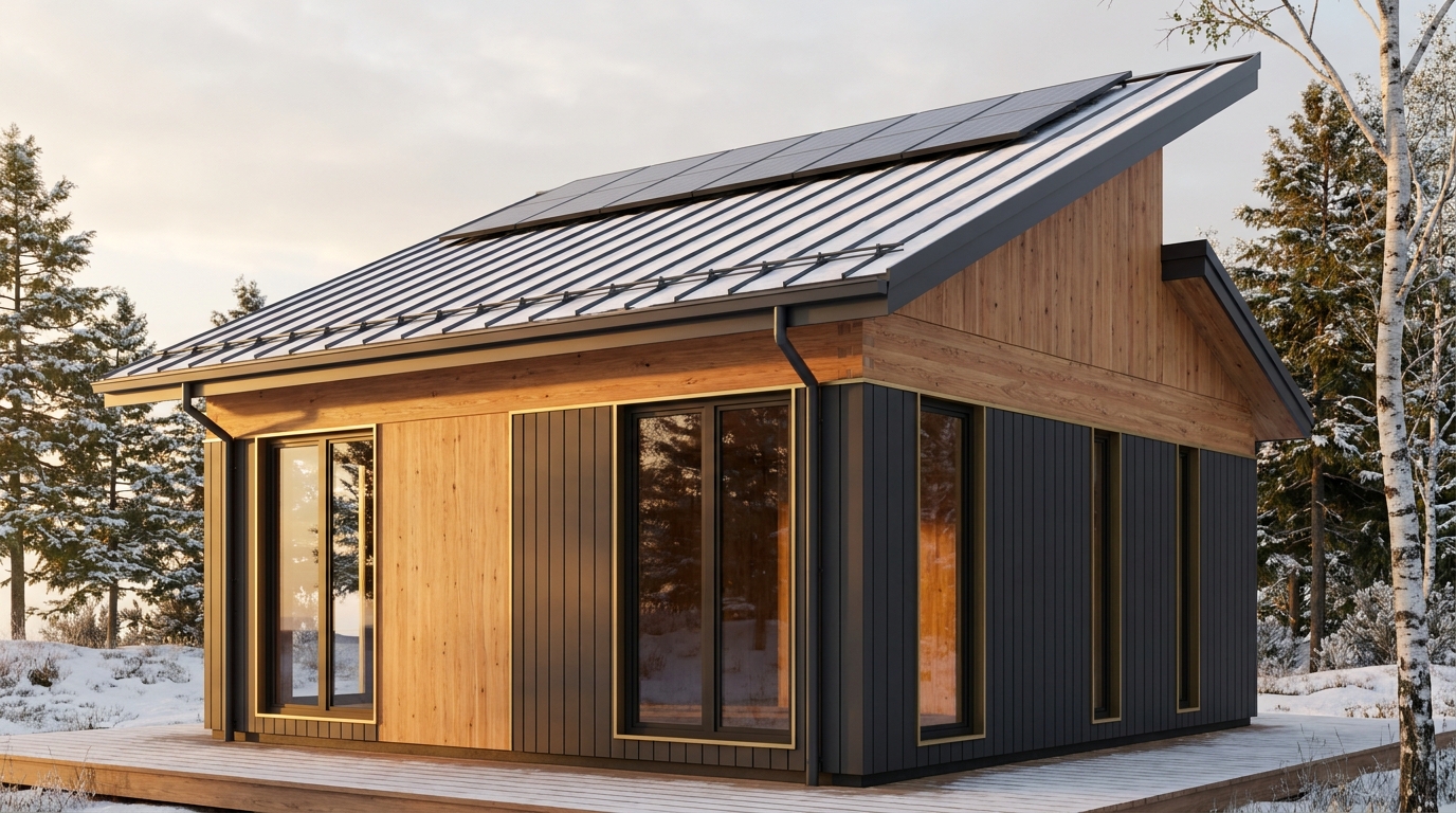 北の巣 外観 — AI render based on BIM specs