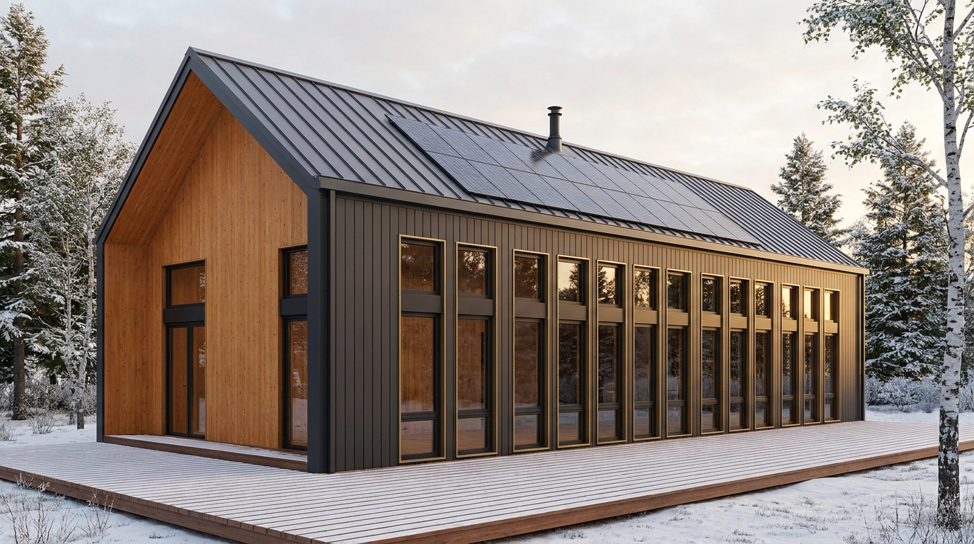 霜の里 外観 — AI render based on BIM specs