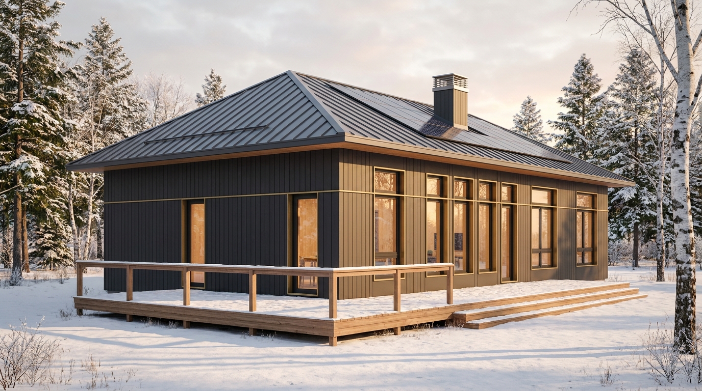 西の小屋 外観 — AI render based on BIM specs