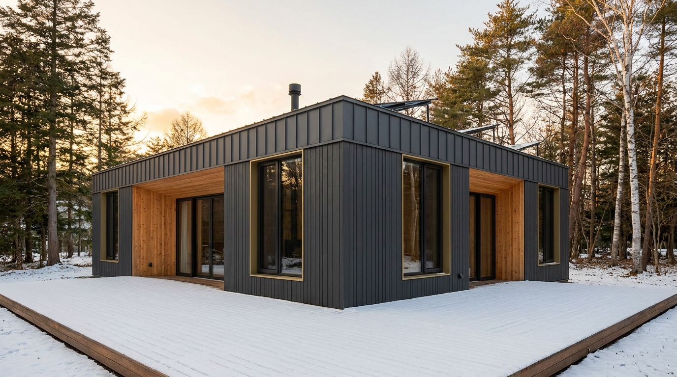 雪の里 外観 — AI render based on BIM specs