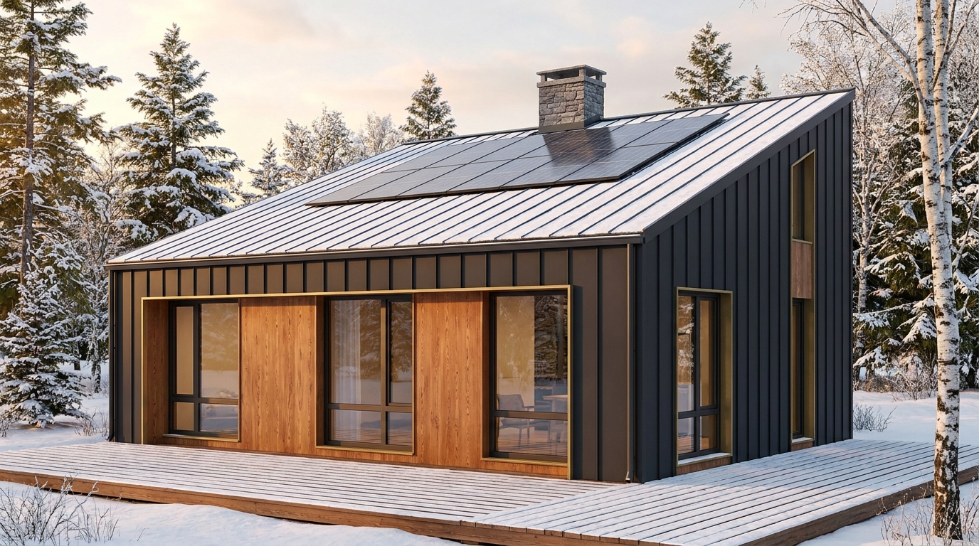 雪の館 外観 — AI render based on BIM specs