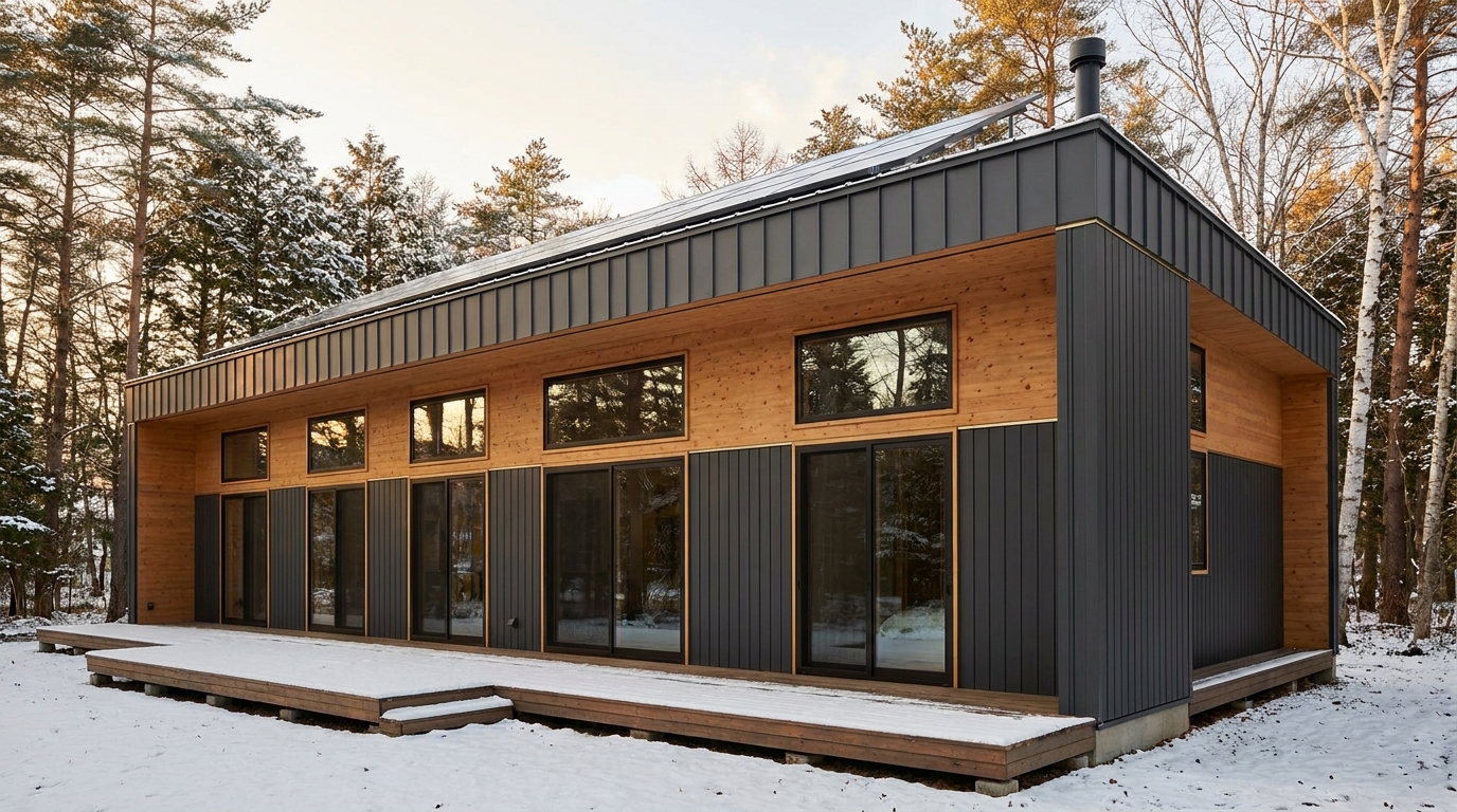 風の小屋 外観 — AI render based on BIM specs