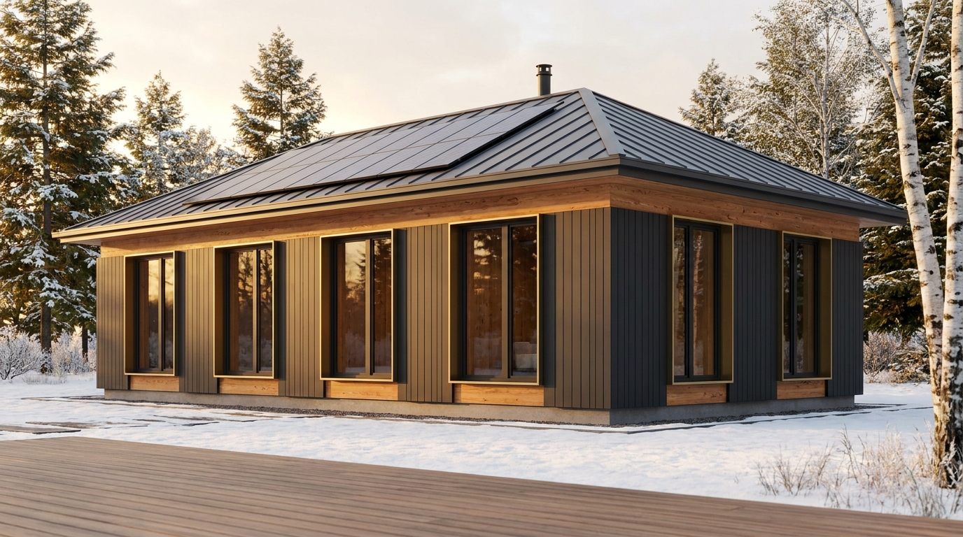 東の庵 外観 — AI render based on BIM specs