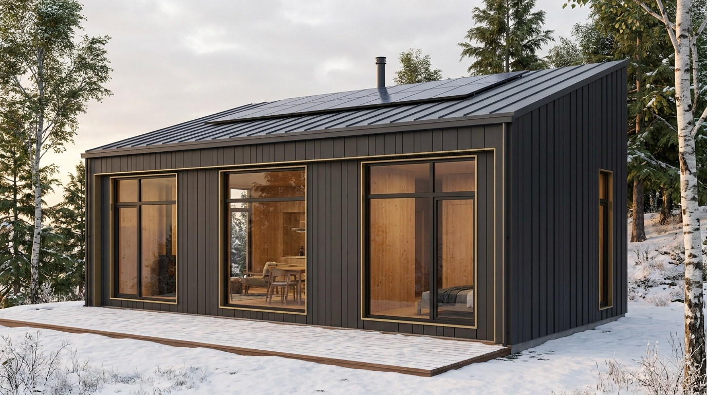 北の巣 外観 — AI render based on BIM specs