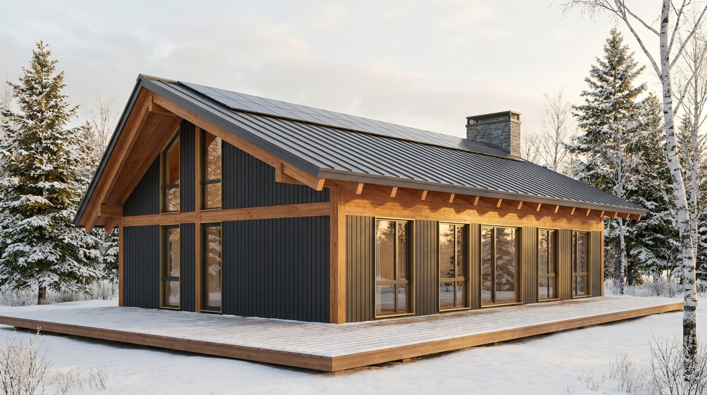 湖の砦 外観 — AI render based on BIM specs