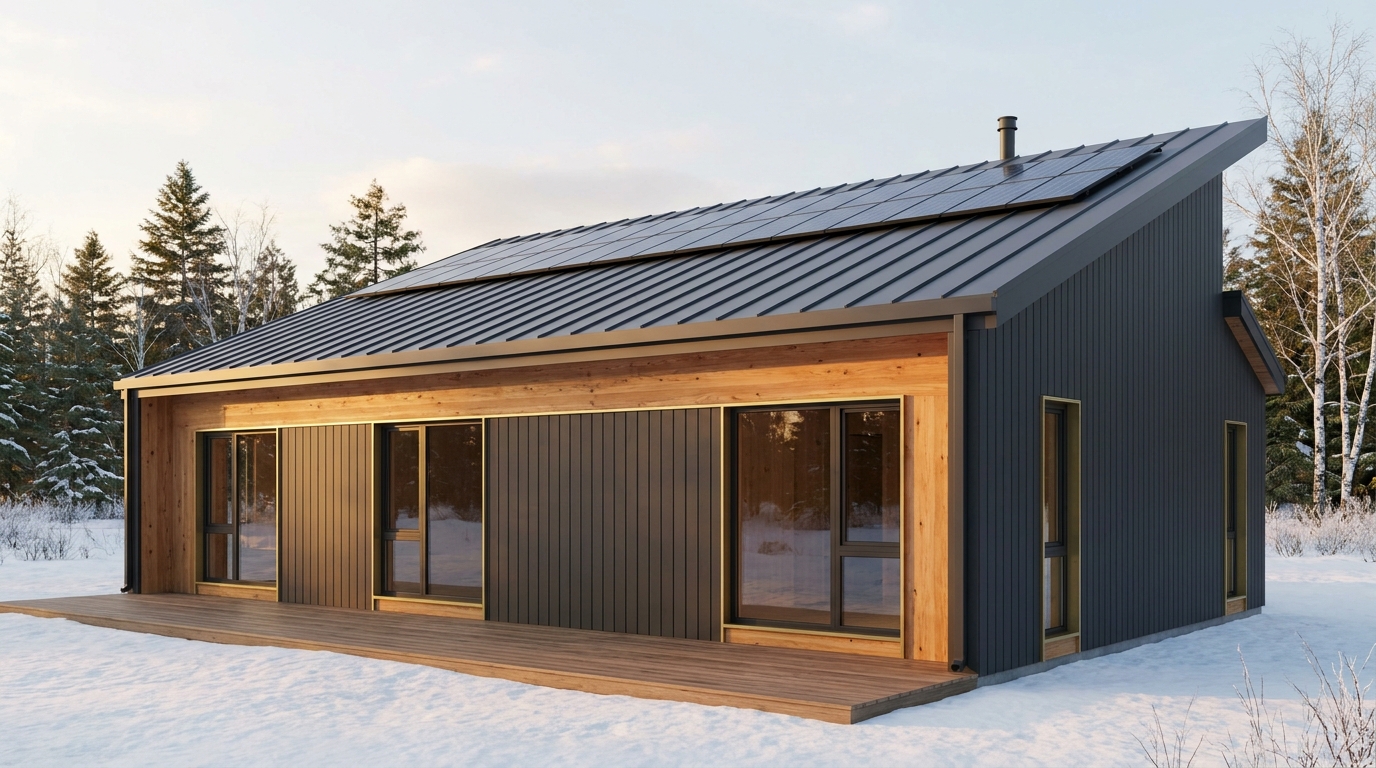 北の庵 外観 — AI render based on BIM specs