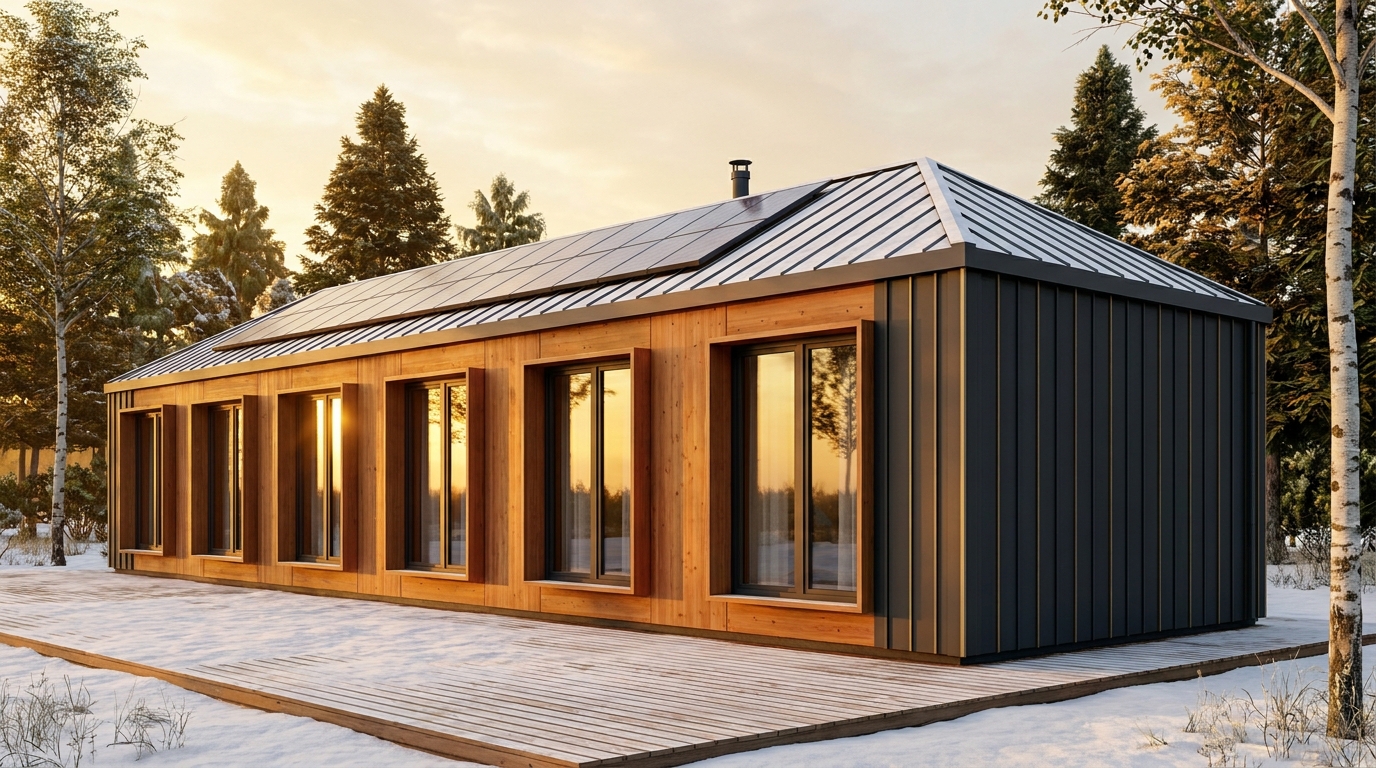 北の巣 外観 — AI render based on BIM specs