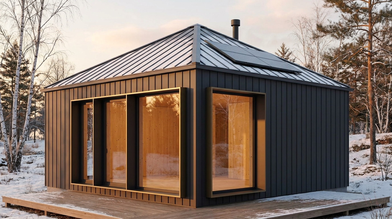 陽の家 外観 — AI render based on BIM specs