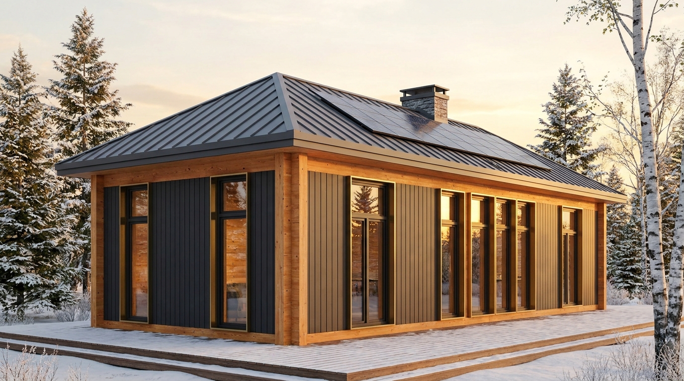 東の巣 外観 — AI render based on BIM specs