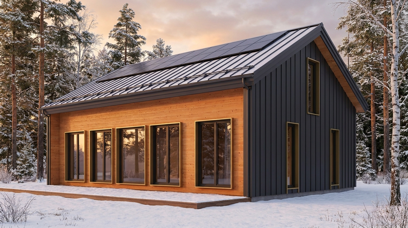 雪の里 外観 — AI render based on BIM specs
