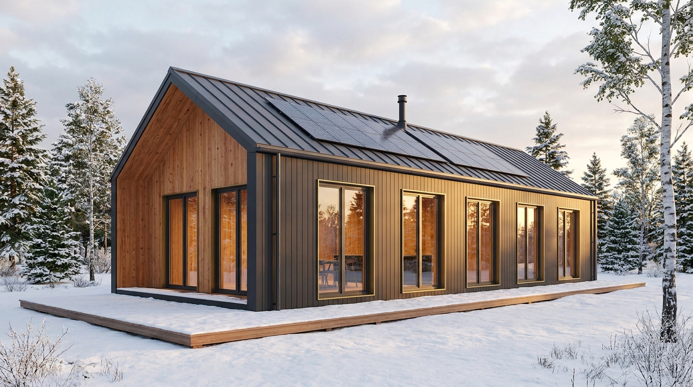 雪の杜 外観 — AI render based on BIM specs
